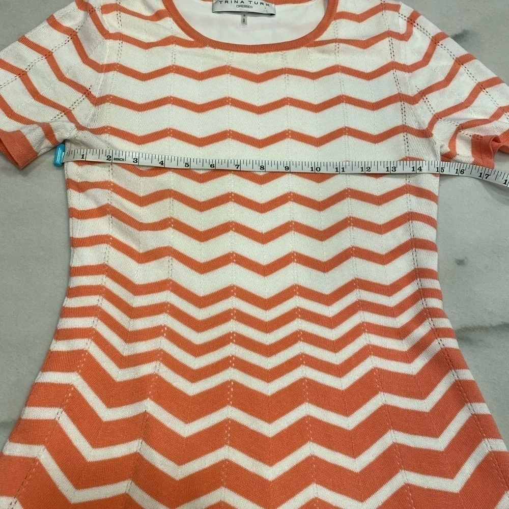 Trina Turk Dress Sweater Knit Chevron‎ Coral Cream